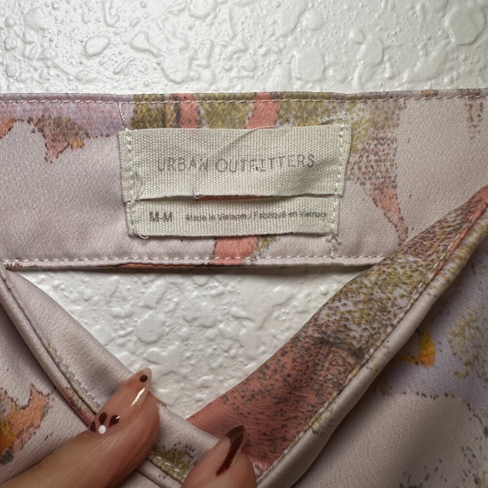 Urban Outfitters Pink Satin Mini Dress Sundress Medium Spring Summer Floral - Picture 3 of 7